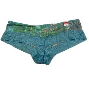 Cosmopolitan Womens Cheeky Lace & Mesh‎ Panties 8/XL Blue Multi Nylon/Elastane